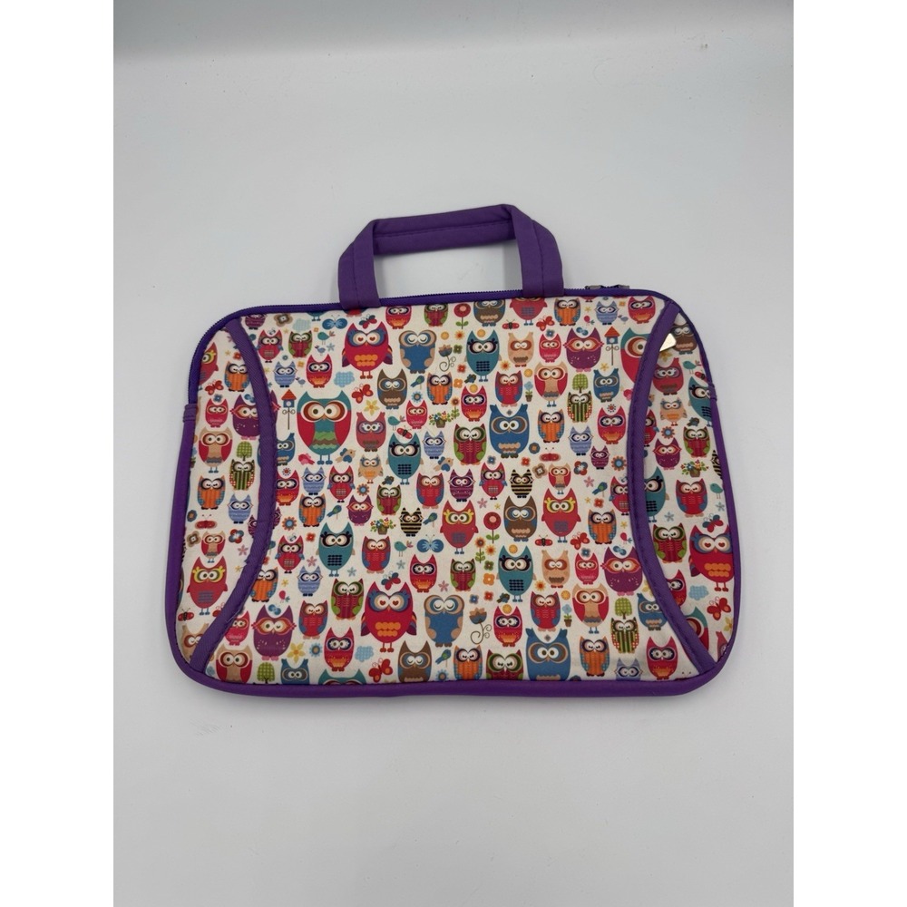 Multicolored Owl Insulated‎ Tablet Case Purple Trimmed